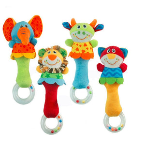 Plush Animal Baby Rattle Ring Bell Toy